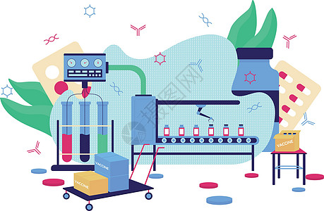 疫苗开发平面概念向量它制作图案图片