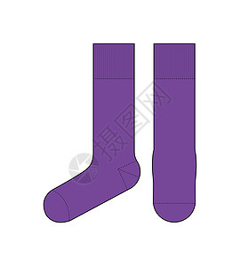 袜子模板矢量图前侧视图紫色图片