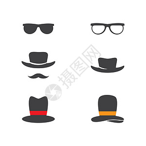 绅士帽和小胡子胡子眼镜侦探标识戏服理发店代理人男性面具潮人图片