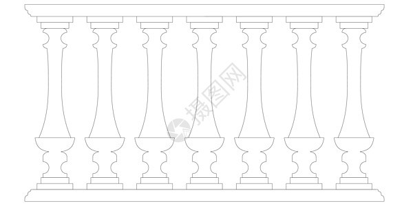 孤立在白色背景上的装饰栅栏轮廓 栏杆的一部分 它制作图案矢量图片