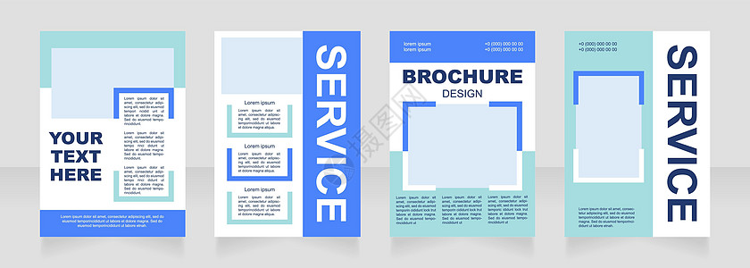 营销机构蓝色空白小册子布局设计 活动策划 垂直海报模板集 带有文本的空复制空间 预制的公司报告集合 可编辑传单纸页图片