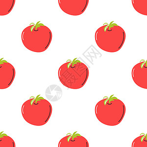 在白色背景上的成熟红番茄 矢量无缝模式图片