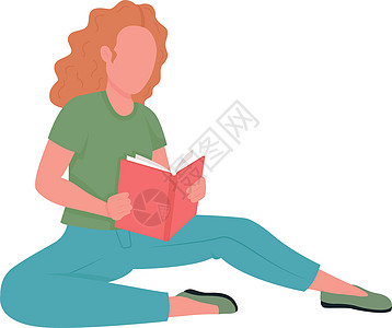 女人看书平面颜色矢量不露面的特征图片
