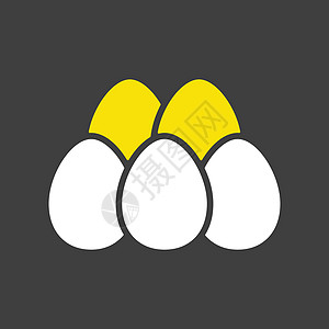 鸡蛋矢量平面图标 农场动物标志厨房纸盒食物托盘营养黑色标签等距盒子胚胎图片