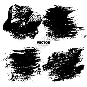 Grunge 设置画笔形状矢量笔划在白色背景上的黑色颜色 手绘田庄元素 水墨画 肮脏的艺术设计 文本引用信息公司名称的位置纺织品图片