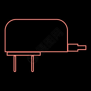 霓虹灯充电器图标黑色圆圈红色矢量图平面样式图像图片