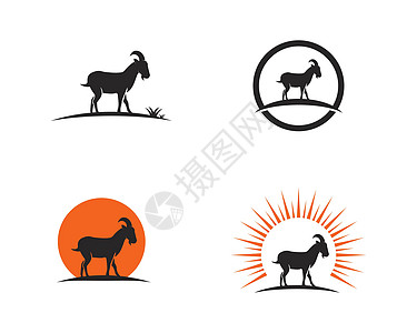 它制作图案山羊 Logo 模板矢量图标白色绿色标签荒野标识黑色牛奶农场插图动物图片