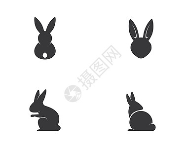 兔子 Logo 模板矢量图标它制作图案哺乳动物野兔宠物黑色插图野生动物农场艺术动物卡通片图片