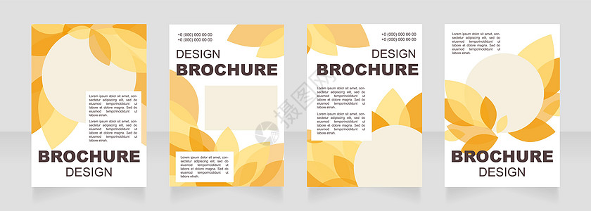 秋收节橙色空白小册子布局设计 垂直海报模板集 带有文本的空复制空间 预制的公司报告集合 可编辑传单纸页图片