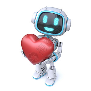 可爱的蓝色机器人给一颗心 3图片