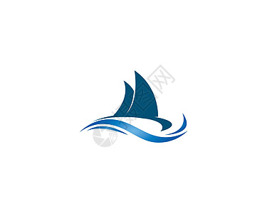 帆船标志矢量 ico白色旅行航行风帆海浪蓝色运输插图旅游载体图片