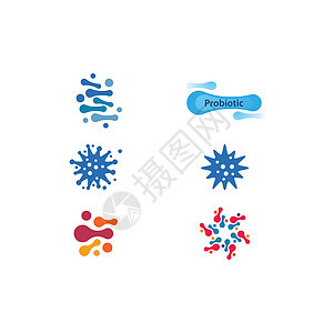 细菌益生菌 ico流感生物感染防御细胞标识微生物学徽章插图微生物背景图片