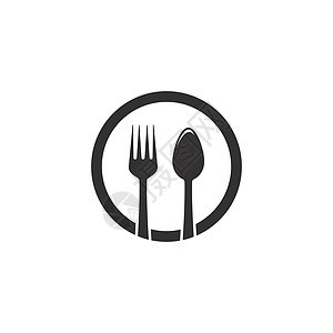 叉子和勺子标志模板矢量图标它制作图案餐厅菜单卡片厨房服务文字白色刀具食物盘子图片