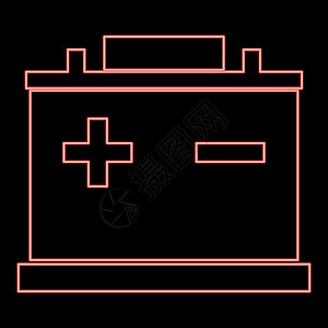 霓虹灯汽车电池红色矢量插图平面样式 imag图片