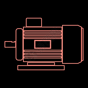 霓虹灯电机红色矢量插图平面样式 imag图片