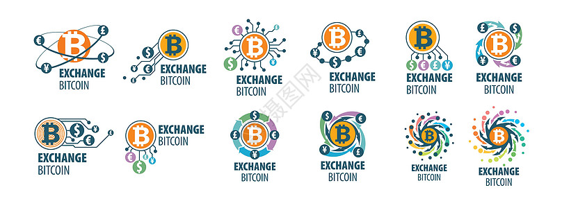 加密货币的矢量标志 用比特币换钱金融经济互联网银行业插图横幅市场贸易密码图表图片