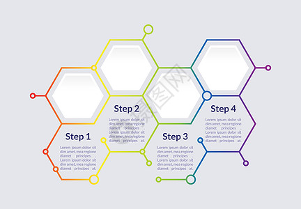 丰富多彩的信息图表设计模板 通讯信息 带有空白复制空间的抽象矢量信息图 具有 4 个步骤序列的教学图形 可视化数据呈现图片