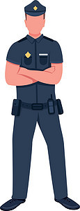 警务人员平面颜色矢量不露面特征安全警卫徽章服务男人工作香椿插图男性刑事图片