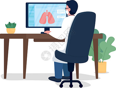 工作场所呼吸医生平面彩色矢量不露面特征图片