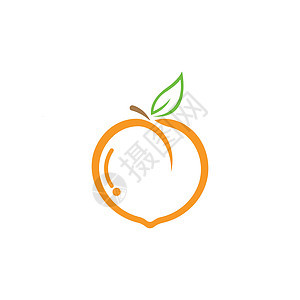 一套桃果实标志矢量图标概念它制作图案水果食物收成红色标识插图白色橙子农业黄色图片