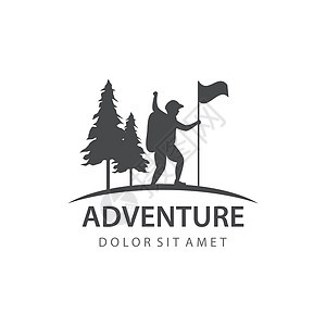 登山者它制作图案森林标识探险家旅游标签冒险运动背包旅行顶峰图片