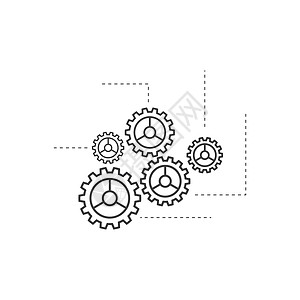 齿轮与信息图表林进步网络圆圈插图工作工程流程战略报告技术背景图片