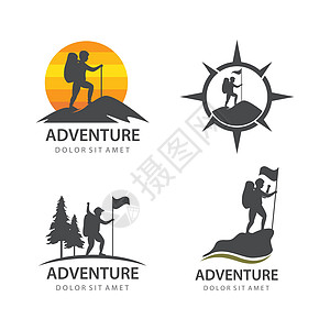 攀爬者运动冒险旗帜登山顶峰探索标识背包娱乐爬坡图片