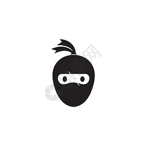 忍者战士图标 它制作图案的简单黑色忍者头像标志文化男人商业武士男性男生运动行动艺术插图背景图片
