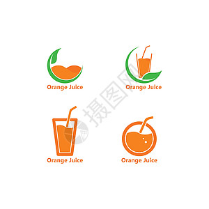 橙汁标志图标矢量模板水果早餐标识维生素插图叶子标签橙子果汁液体图片