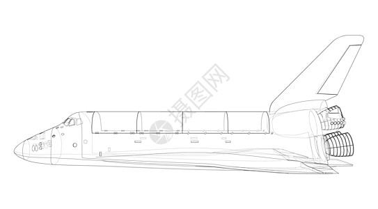 航天飞机  3 的矢量渲染蓝图发射旅行绘画插图卫星运输旅游航班地球图片