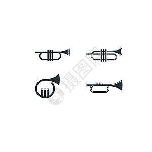 喇叭标志器乐矢量 ico派对插图乐队标识音符岩石黑与白爵士按钮音乐节图片