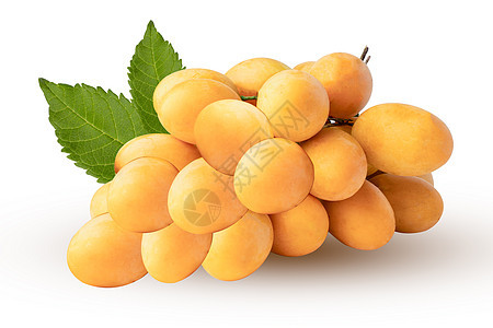泰国 Plango 李子芒果 Mayongchid Maprang 或甜黄色玛丽安李子水果隔离在白色背景橙子甜点饮食热带茶点维生图片