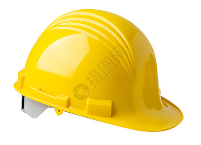 商业建筑黄色建筑头盔在白色背景上被隔离 有剪切路径和工程安全概念男性男人帽子承包商办公室蓝图塑料建设者工人职场背景