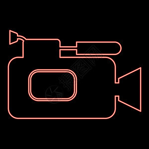 霓虹灯摄像机红色矢量插图平面样式 imag图片