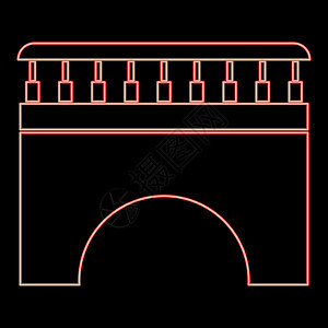 霓虹灯桥红色矢量插图平面样式图像图片