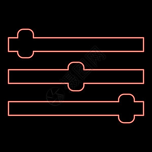 霓虹灯控制面板红色矢量插图平面样式图像工作室渠道当量均衡器安慰体积放大器控制调节器技术图片