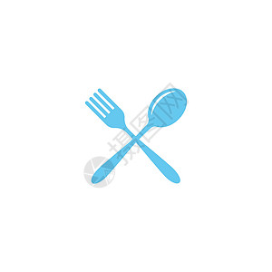 叉和勺子按钮食物桌子银器厨房用餐咖啡店黑色白色蓝色图片