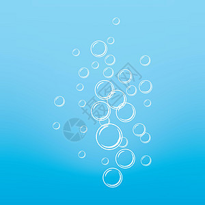 逼真的水泡流动泡沫海浪插图火花圆圈蓝色肥皂空气液体图片
