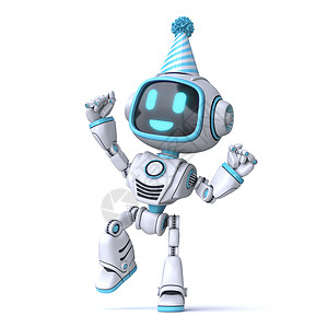 可爱的蓝色机器人庆祝生日 3图片