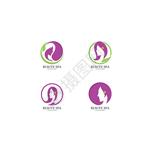 美容水疗和美容护肤标志矢量图标模板口红头发皮肤女性商业标识温泉治疗叶子美甲图片