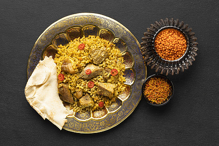 最上方观赏美味的印度大米饭 高品质照片图片