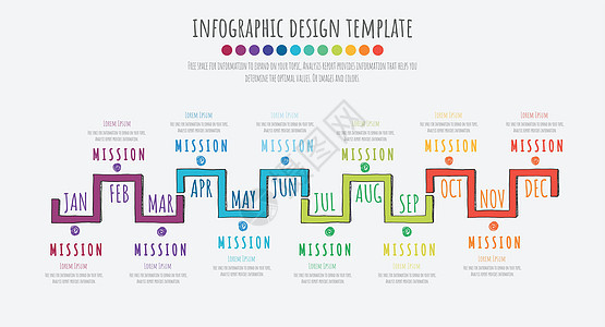 信息图表月份工作流程数字数据元素历史流程图圆圈日程背景图片