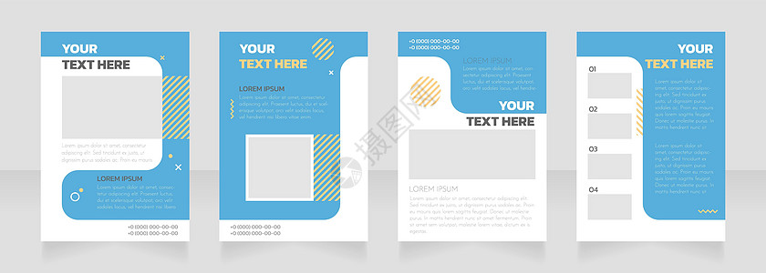 专业培训蓝色和白色空白小册子布局设计 垂直海报模板集 带有文本的空复制空间 预制的公司报告集合 可编辑传单纸页图片