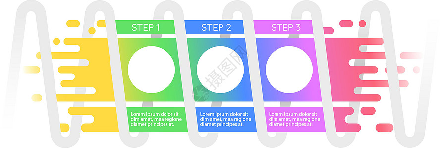 创意科学项目信息图表设计模板 带有空白复制空间的抽象矢量信息图 具有 3 个步骤序列的教学图形 可视化数据呈现图片