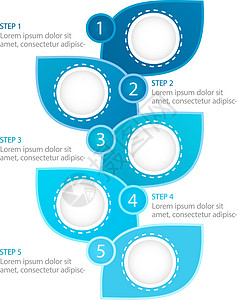 农业蓝叶信息图表设计模板 生态系统 带有空白复制空间的抽象矢量信息图 具有 5 个步骤序列的教学图形 可视化数据呈现图片