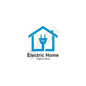 电气家庭标志矢量图标模板力量标识财产维修生态活力建筑学电缆房子插头图片