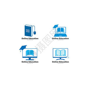 在线教育图片它制作图案在线教育标志矢量图标学校手机教科书图书馆光标店铺学院学习商业网络插画