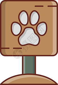 爪掌圆形木板食物动物宠物白色庇护所版画插图木头图片