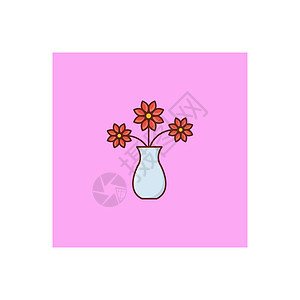 花花瓶装饰植物房间花束插图风格叶子图片