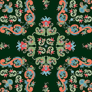 Rosemaling 矢量模式 8艺术打印插图叶子织物绘画装饰玫瑰花图案风格图片